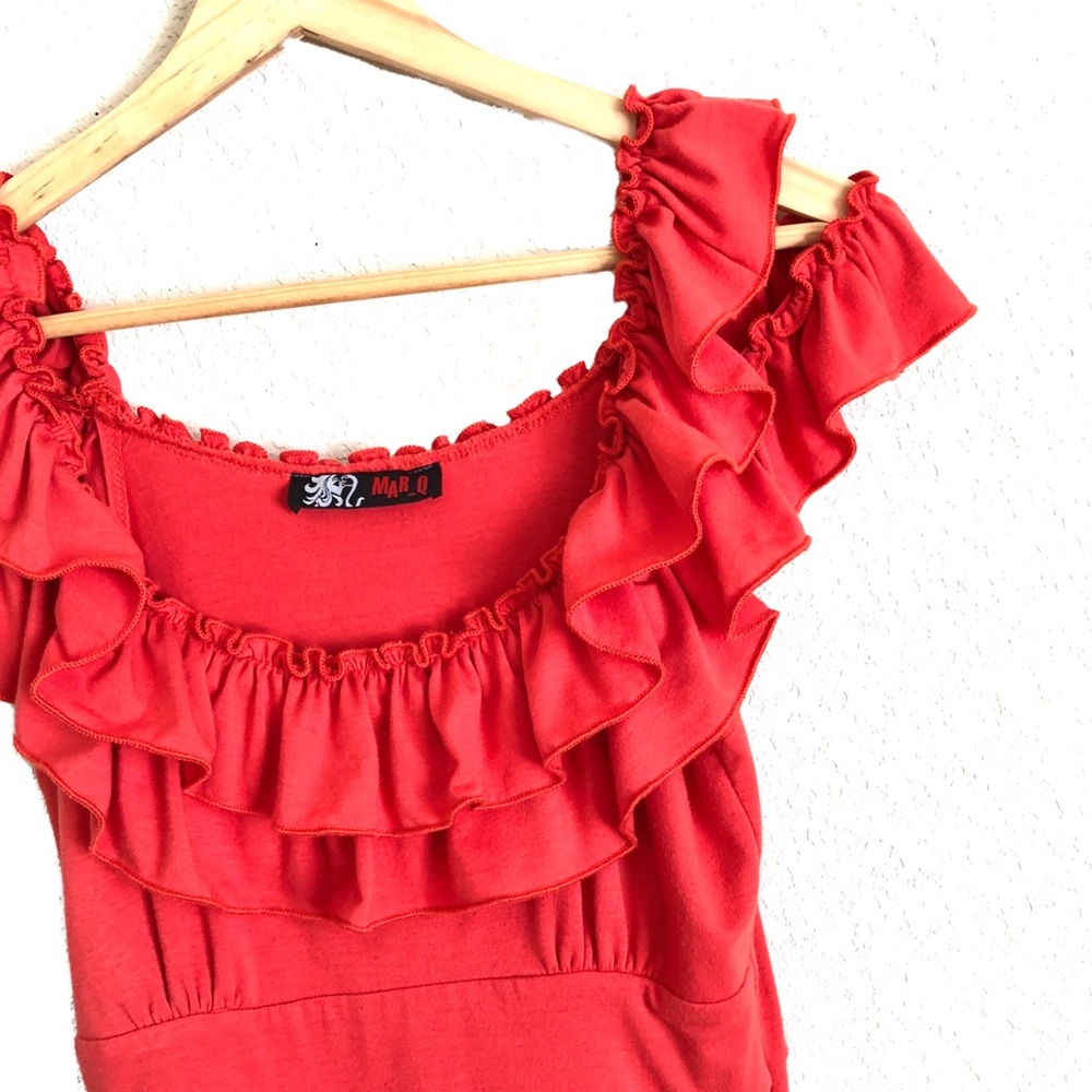 Mar Q Y2K Vintage Off Shoulder Ruffle Mini Dress - Picture 9 of 10